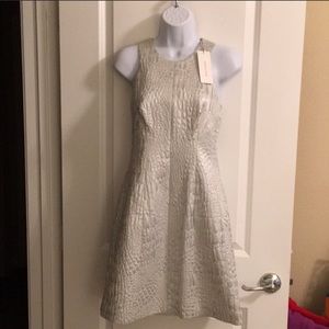 Rebecca Taylor Metallic Silver Croc Dress NWT